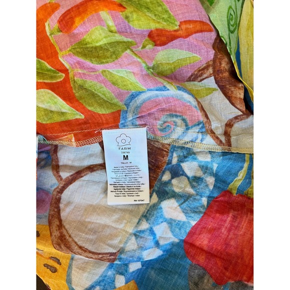 FARM Rio Maxi Dress Tropical Print Spaghetti Strap Belted Flowy Women Size M - Picture 4 of 7
